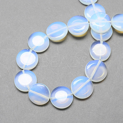 Smooth Flat Round Opalite Opal Stone Beads Strands G-S110-14mm-25-1