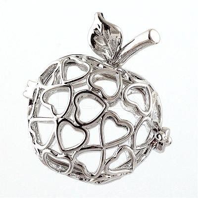 Rack Plating Brass Cage Pendants KK-Q402-12P-1
