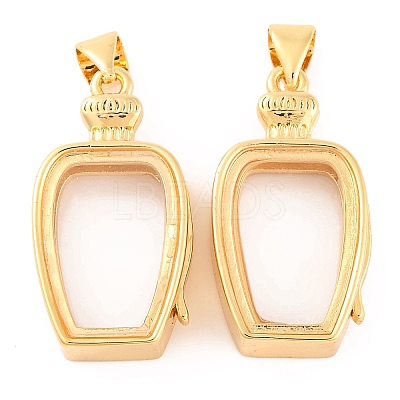 Rack Plating Brass Locket Pendants KK-F874-01G-10-1