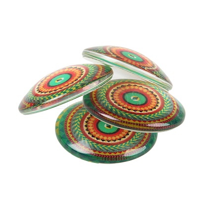 Mosaic Printed Glass Half Round/Dome Cabochons GGLA-N004-20mm-G-1