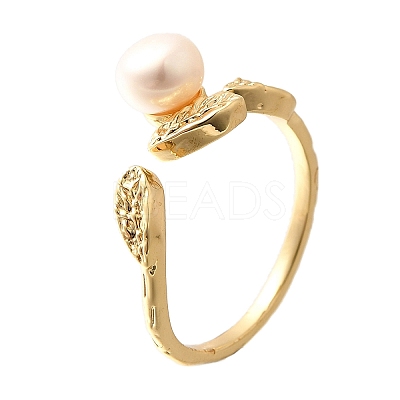 Round Natural Pearl Finger Rings RJEW-P113-24G-1