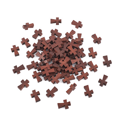 100Pcs Wood Dyed Cross Pendants WOOD-TA0001-93-1