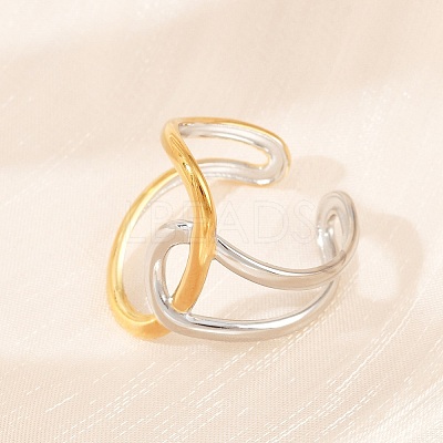 304 Stainless Steel Open Cuff Rings for Women RJEW-K296-03B-GP-1