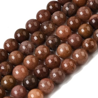 Natural Purple Aventurine Round Bead Strands G-E334-8mm-21-1