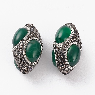Natural Dyed & Heated Green Onyx Agate Beads G-C300-09-1