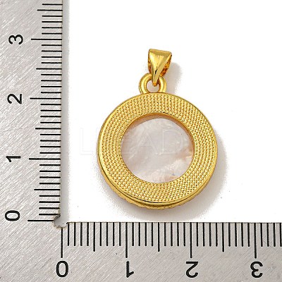 Rack Plating Brass Micro Pave Clear Cubic Zirconia Flat Round Pendants KK-U025-10G-07-1