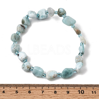 Natural Larimar Nuggets Beaded Stretch Bracelets GG-CBAAAA7-01-1