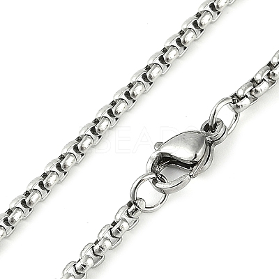 201 Stainless Steel Crystal Rhinestone Religion Virgin Mary Oval Pendant Box Chain Necklaces NJEW-D089-04P-1