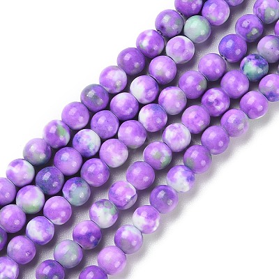 Synthetic Ocean White Jade Beads Strands G-L019-6mm-01-1