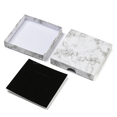 Square Marble Cardboard Paper Jewelry Box CON-D014-01C-03-1