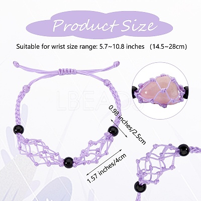 Adjustable Braided Nylon Cord Macrame Pouch Bracelet Making AJEW-SW00013-06-1