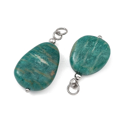 Natural Amazonite Pendants PALLOY-JF05881-02-1
