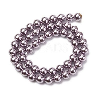 Electroplated Shell Pearl Beads Strands BSHE-G041-8mm-02-1