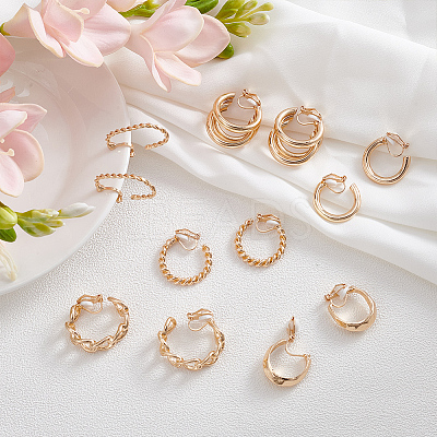 6Pairs 6 Styles Alloy Geometry Dangle Clip-on Earrings for Women EJEW-UN0002-81-1
