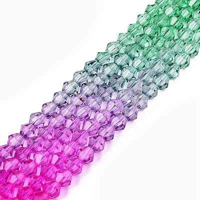 Gradient Color Baking Paint Glass Bead Strands X1-DGLA-A039-T2mm-A010-1