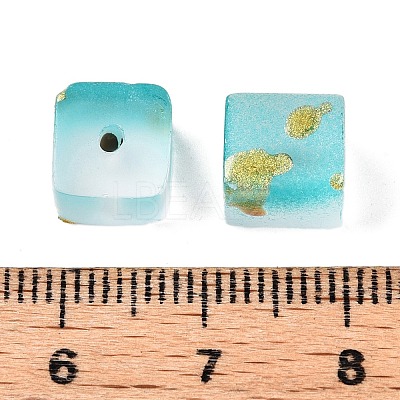 Frosted Glass Beads with Golden Glitter Powder DGLA-NH001-8mm-01C-1
