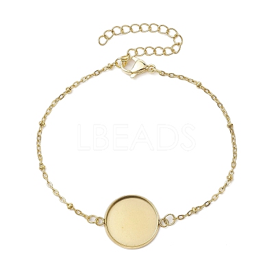304 Stainless Steel Round Cabochon Setting Bracelets BJEW-JB11089-01-1