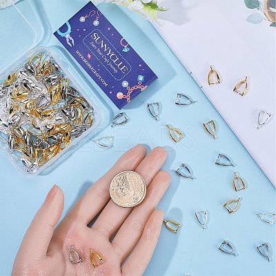 120Pcs 3 Colors Grade AA Brass Ice Pick Pinch Bails for Pendant Making KK-SC0005-19-1