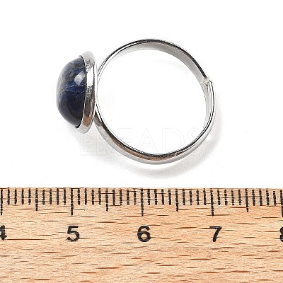 Half Round Natural Sodalite Finger Rings RJEW-M062-01P-29-1