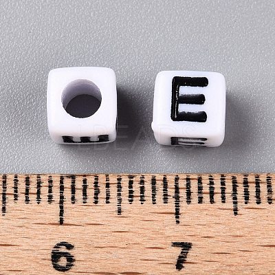 Large Hole Acrylic Letter European Beads SACR-Q103-6mm-01E-1