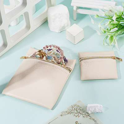 2Pcs 2 Styles Rectangle Square PU Leather Jewelry Gift Zipper Bags ABAG-TADJ0001-01B-1