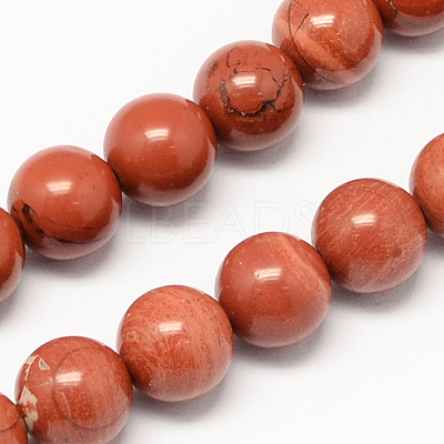 Natural Red Jasper Bead Strands G-R193-11-10mm-1