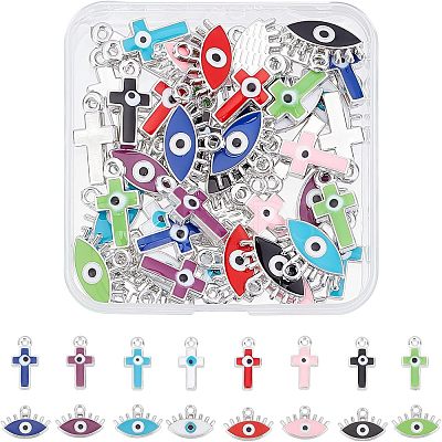 64Pcs 16 Style CCB Plastic Enamel Pendants CCB-FH0001-08-1