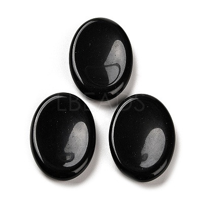 Natural Obsidian Oval Worry Stone G-R487-01H-1