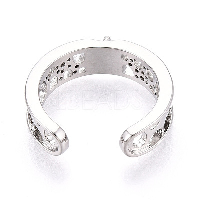 Brass Micro Pave Clear Cubic Zirconia Cuff Ring Settings KK-T076-59P-1