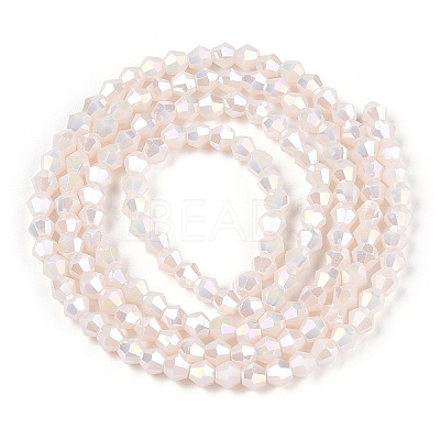 Opaque Solid Color Electroplate Glass Beads Strands EGLA-A039-P2mm-B06-1
