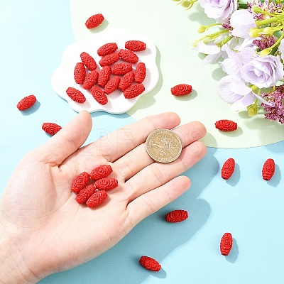 30Pcs Carved Cinnabar Beads CARL-YW0001-01-1
