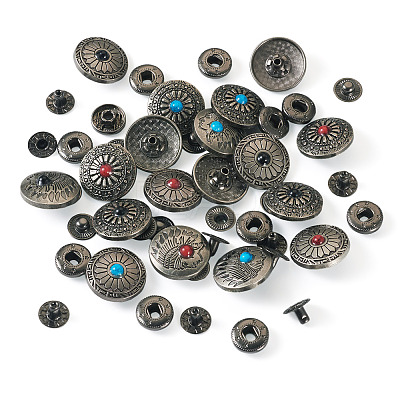18Sets 9 Styles Brass Snap Buttons FIND-SW0001-33-1