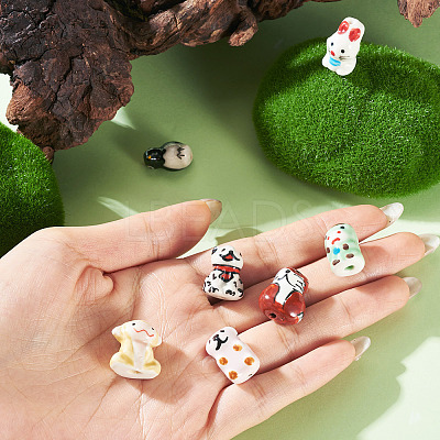 7Pcs 7 Styles Handmade Porcelain Beads PORC-TA0001-33-1