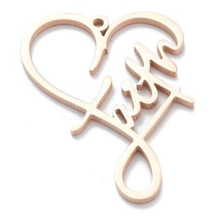 304 Stainless Steel Pendants STAS-B016-06RG-1