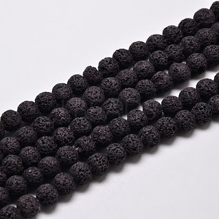 Natural Lava Rock Round Bead Strands X-G-I124-8mm-10-1