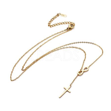 304 Stainless Steel Cable Chains Lariat Necklaces NJEW-F267-17G-1