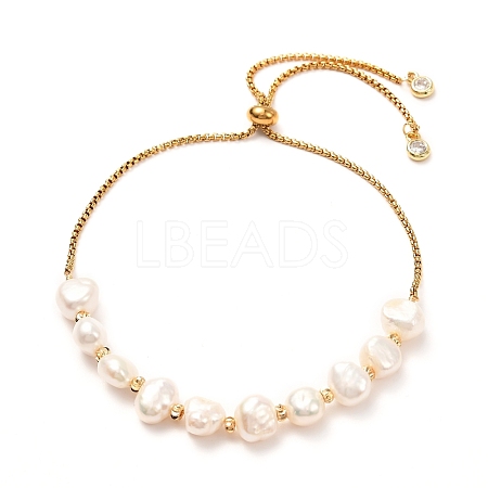 Natural Pearl Beads Adjustable Slider Bracelet for Girl Women Gift BJEW-JB06820-01-1