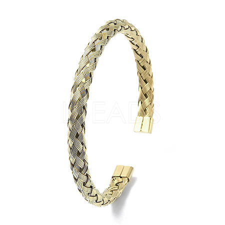 Ion Plating(IP) 304 Stainless Steel Mesh Chains Cuff Bangles BJEW-G693-03G-1