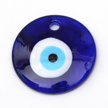 Handmade Evil Eye Lampwork Pendants LAMP-R134-25mm-01-1