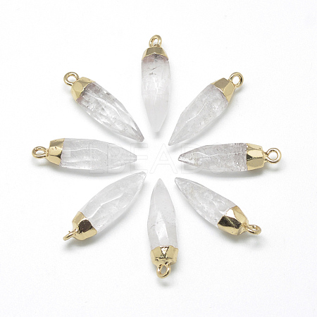 Natural Quartz Crystal Pointed Pendants G-Q495-05G-1