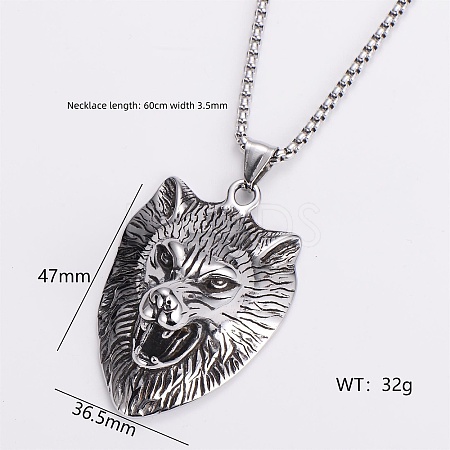 Gothic 316 Surgical Stainless Steel Pendant Box Chain Necklaces for Men ZF3615-3-1