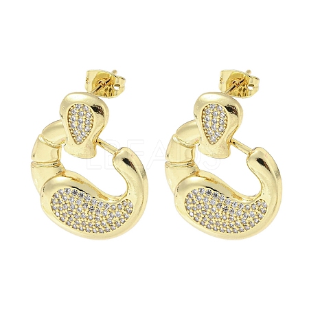 Crab Claw Rack Plating Brass Micro Pave Cubic Zirconia Dangle Stud Earrings EJEW-F331-20G-1