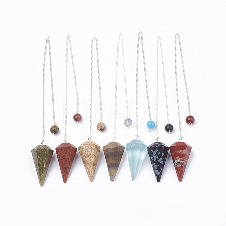 Natural & Synthetic Mixed Stone Hexagonal Pointed Dowsing Pendulums G-T097-07-1