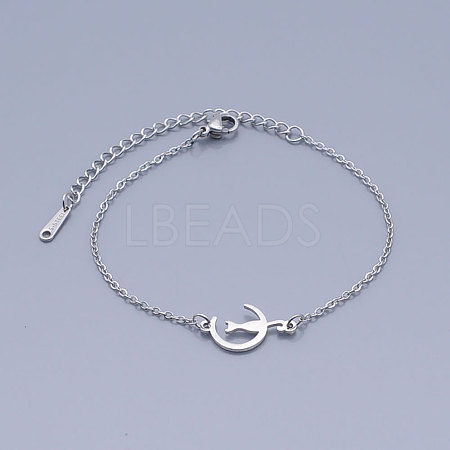 Tarnish Resistant 201 Stainless Steel Kitten Link Bracelets BJEW-T011-JN474-1-1