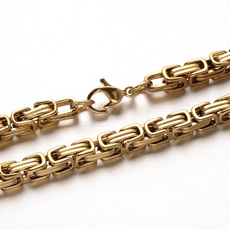201 Stainless Steel Byzantine Chain Necklaces NJEW-E048-15G-1