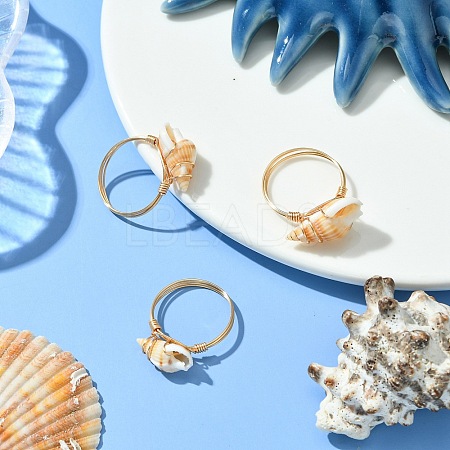 Natural Spiral Shell Finger Rings RJEW-TA00169-1