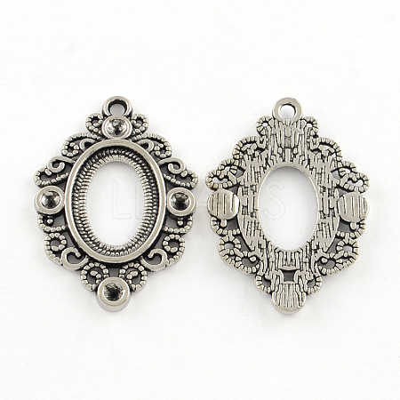 Tibetan Style Alloy Pendant Rhinestone and Cabochon Open Back Settings TIBEP-R304-021AS-LF-1