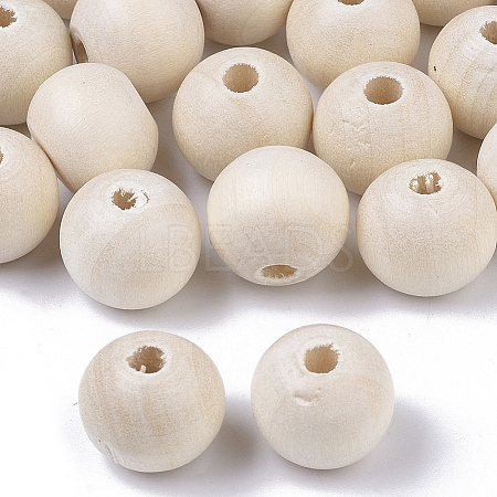 Natural Unfinished Wood Beads WOOD-S651-A10mm-LF-1