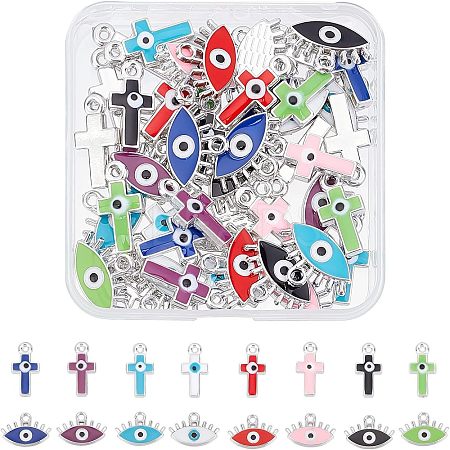 64Pcs 16 Style CCB Plastic Enamel Pendants CCB-FH0001-08-1