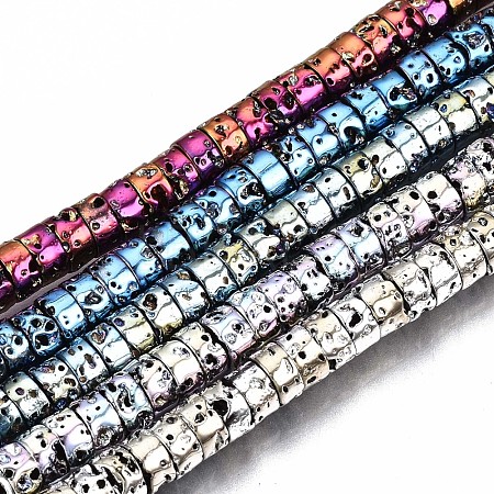 Electroplated Natural Lava Rock Beads Strands G-T114-74-1
